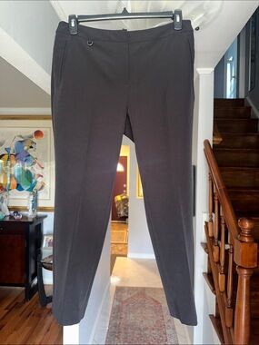 Adrianna Papell Black Stretch Dress Ankle Cropped Pants Sz 12